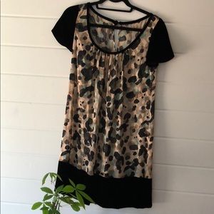 Sheer leopard print dress with blk velvet